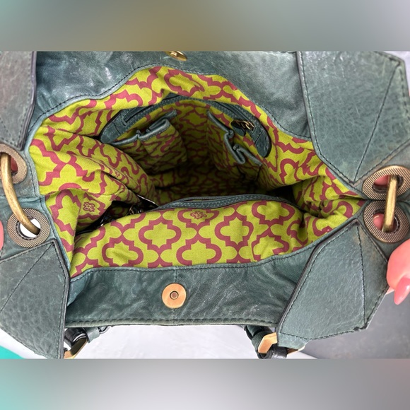 OR YANY Leather Purse Boho Hand Held, Shoulder Bag, or Crossbody Hunter Green - Picture 15 of 16